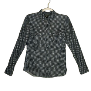 J. Crew Women's Size 6 Keeper Chambray Button Star Dotted Blue White Cotton Top